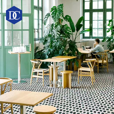 设计鸽 复古墨绿色格子水磨石瓷砖 商业咖啡餐厅防滑地砖600x1200