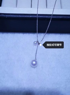 【LH】双珠子母链淡水AK珍珠吊坠s925纯银可拉伸设计小众轻奢高级