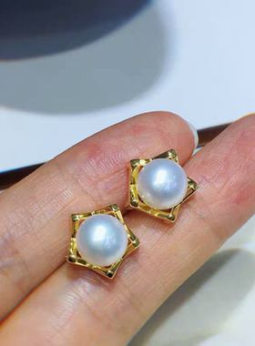 【LH】天然淡水珍珠14K注金耳钉简约小巧百搭轻奢气质款高级耳饰
