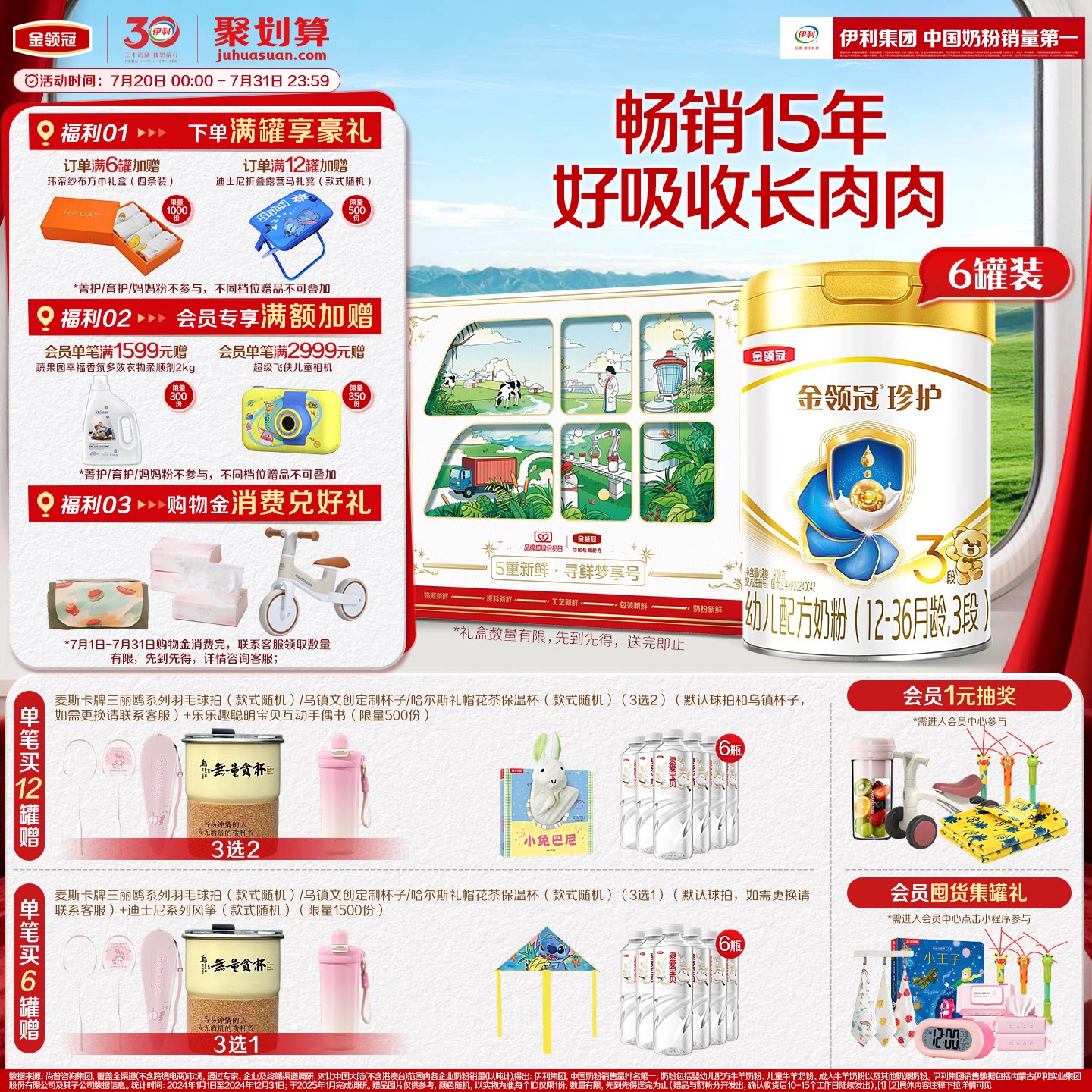 【官方正品】伊利金领冠珍护3段900g整箱1-3岁配方营养婴幼儿奶粉