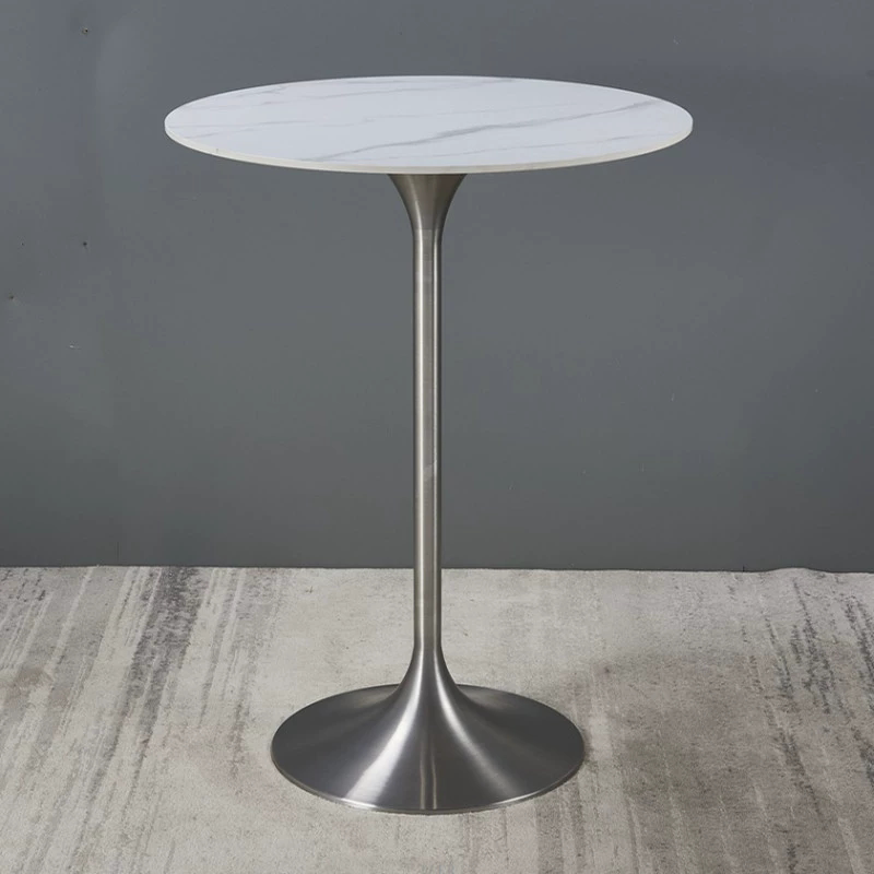 北欧岩板吧台桌轻奢简约家用小户型阳台户外不锈钢高脚桌圆桌子