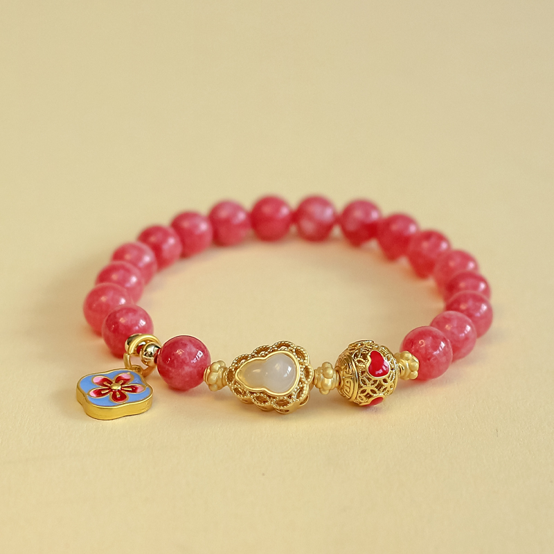 天然红纹玉髓手串女招桃花脱单粉水晶手链送女朋友礼物明星同款