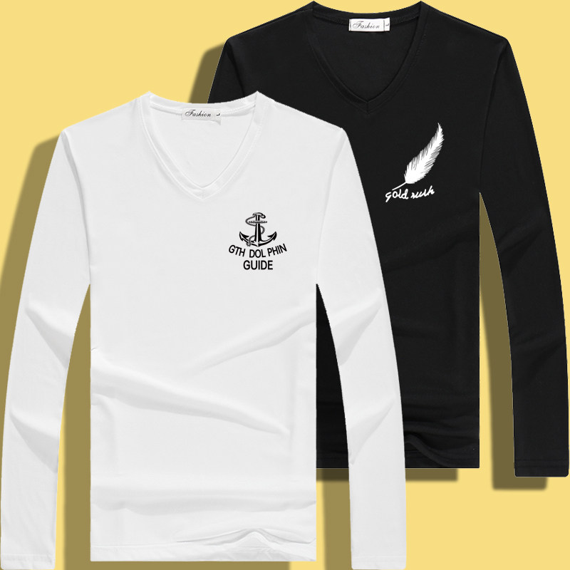 Base coat white Long sleeve T-shirt spring and autumn Thin section Easy pure cotton jacket Couples dress ins Chaopai Trend clothesin the Men's clothing, T-shirt  category - from Buy2taobao.com to provide professional Taobao agent buy service