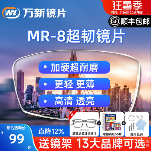 运动打篮球万新超韧防蓝光眼镜片