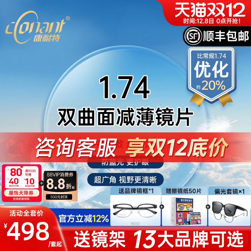 康耐特FIX双曲面减薄镜片防蓝光