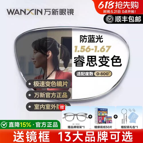 万新镜片睿思3代变色防蓝光定制