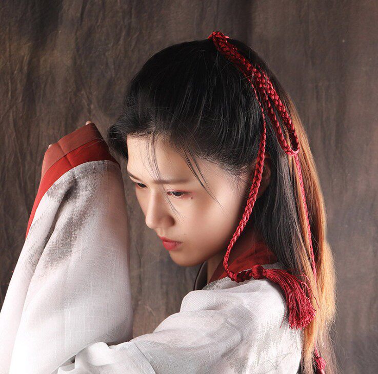古风发绳汉服流苏红头绳超仙发带古装编发头饰绑手连衣裙腰带配饰