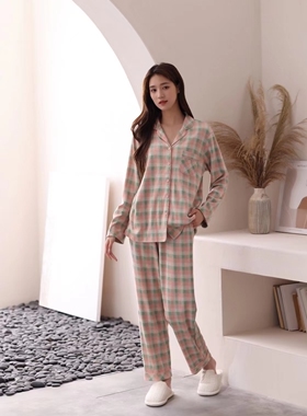佐雅秋冬女款纯棉磨毛翻领开衫长袖家居服睡衣415103