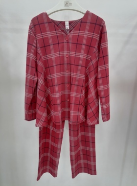 佐雅秋冬女款纯棉磨毛V领开衫长袖家居服睡衣515044