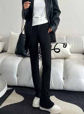 显瘦天花板加绒微喇叭裤女秋冬季2023新款马蹄裤高腰显瘦西装裤子