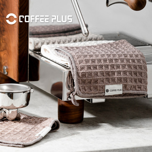 咖啡师专用抹布咖啡吧台吸水毛巾咖啡机清洁抹布带挂绳华夫格方巾