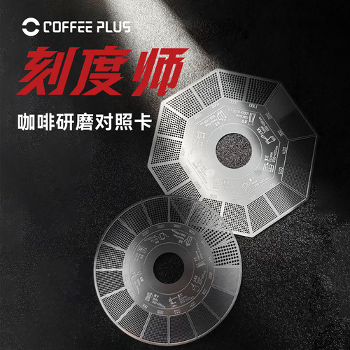coffeeplus不锈钢咖啡粉研磨参考卡磨粉刻度尺参考咖啡粉比对尺