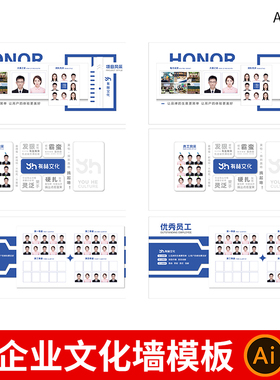 企业文化墙模板公司简介员工风彩照片墙形象墙Ai设计素材模板