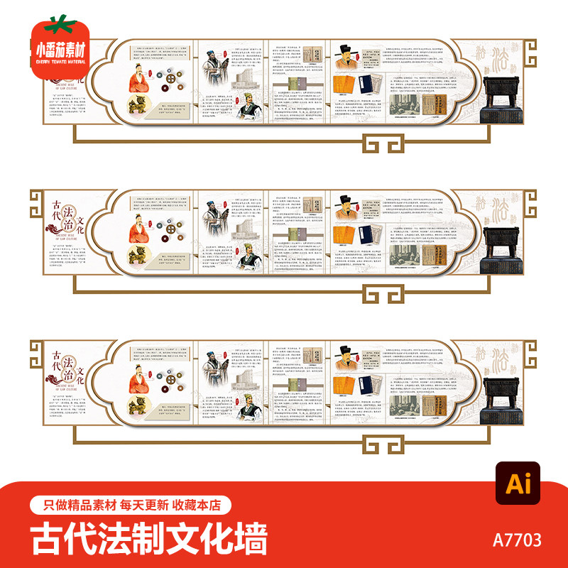 古代法制文化墙模板中国古代法律法制人物文化宣传设计宣传栏展板