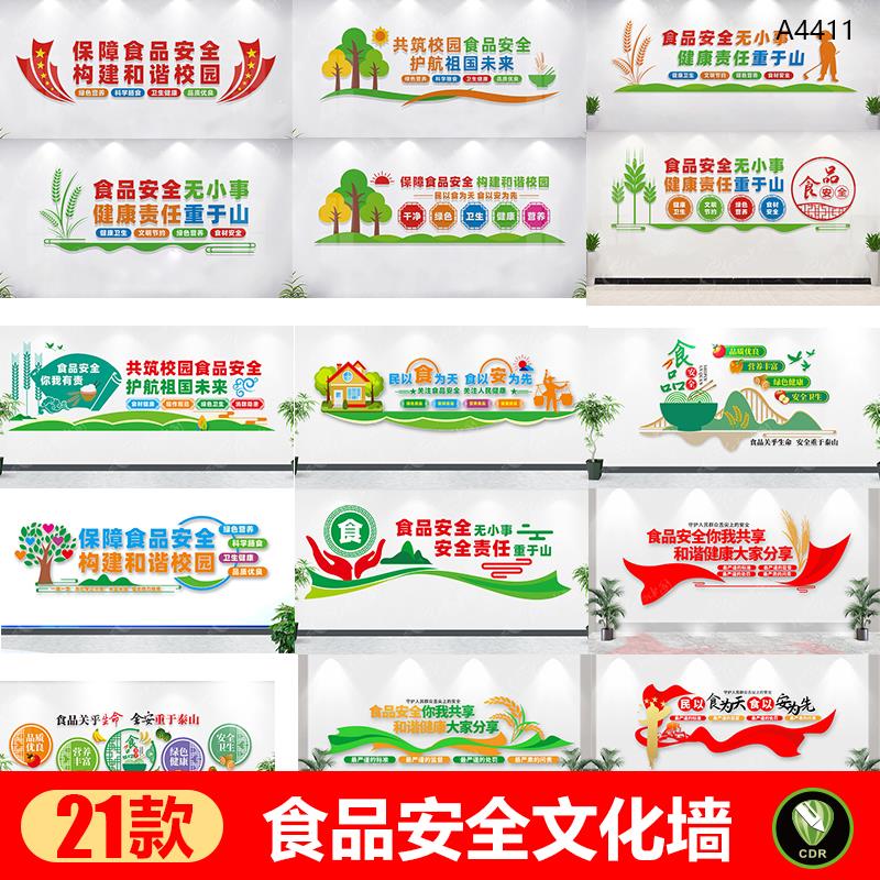 民以食为先食品安全文化墙保障校园食品安全宣传标语CDR设计素材