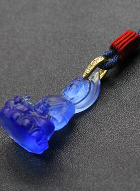 南无药师佛吊坠蓝色琉璃男女款随身佛像药师琉璃光如来吊坠项链