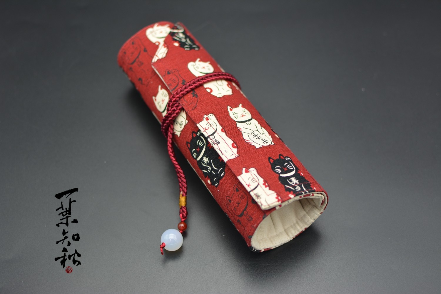 【包邮】一叶知秋 手作 笔帘 【和风猫  红\蓝】 玛瑙珠 钢笔笔帘,文具电教/文化用品/商务用品,笔袋,淘宝优惠券,粉丝福利购,淘宝优惠卷