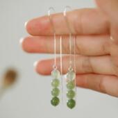 天然渐变和田玉耳坠耳环耳线新中式 耳饰纯银流苏精致独特漂亮耳钉