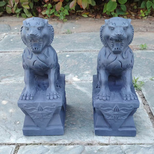 石虎一对门口家居风水摆件天然原石青石老虎门口石头雕刻生肖虎