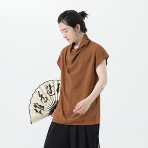 新中式风夏装冰丝薄堆领休闲套装男 上衣M150 P38 裤M161 P50图片