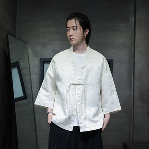 春夏新中式风流苏盘扣男装汉服七分袖中袖开衫外套M152P60