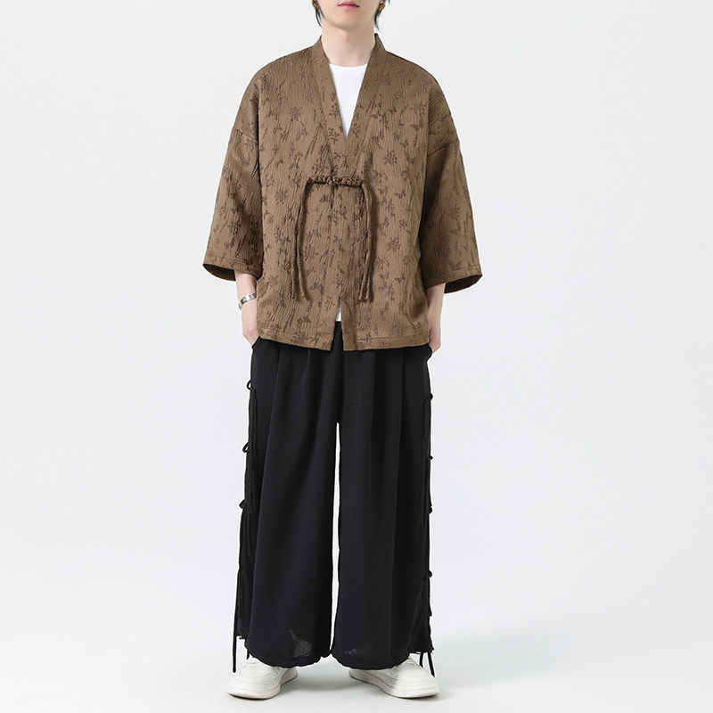 新中式风夏季开衫汉服休闲套装男上衣M152P60裤M161P50,男装休闲套装,钱塘788(原4013)