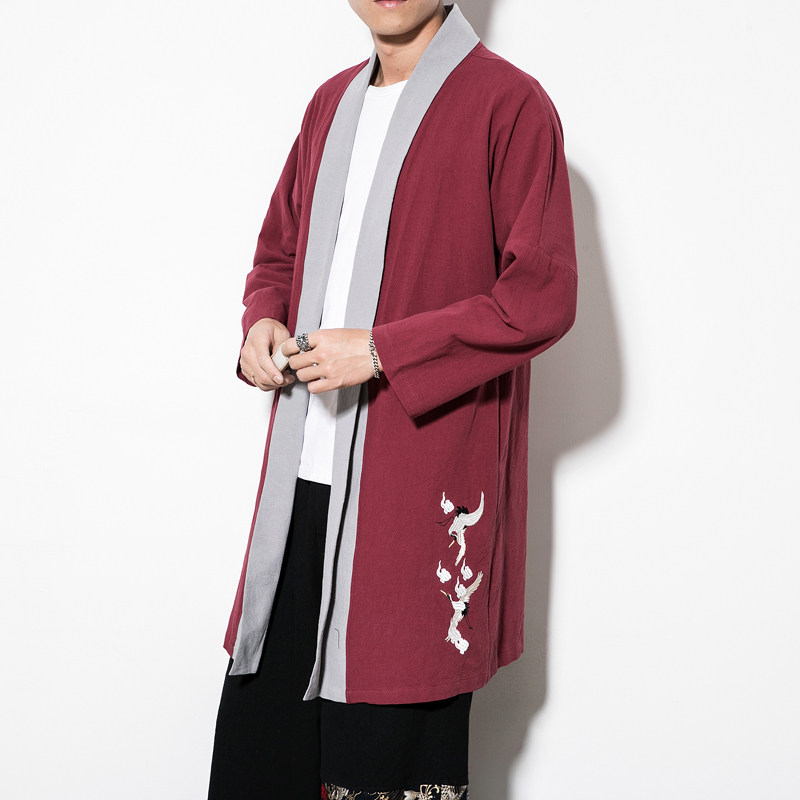 风秋季复古中长开衫外套男中式禅服汉服披风风衣男JK617P85,男装风衣,钱塘788(原4013)