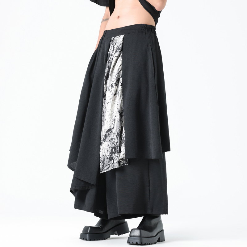 夏季中式风小众黑色山本风哈伦裤休闲裤不规则裙裤M166P65，男装休闲裤，钱塘788(原4013)