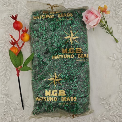 进口MGB灌银绿色玻璃管珠2x4.5mm手工手链串珠散珠法绣材料配件
