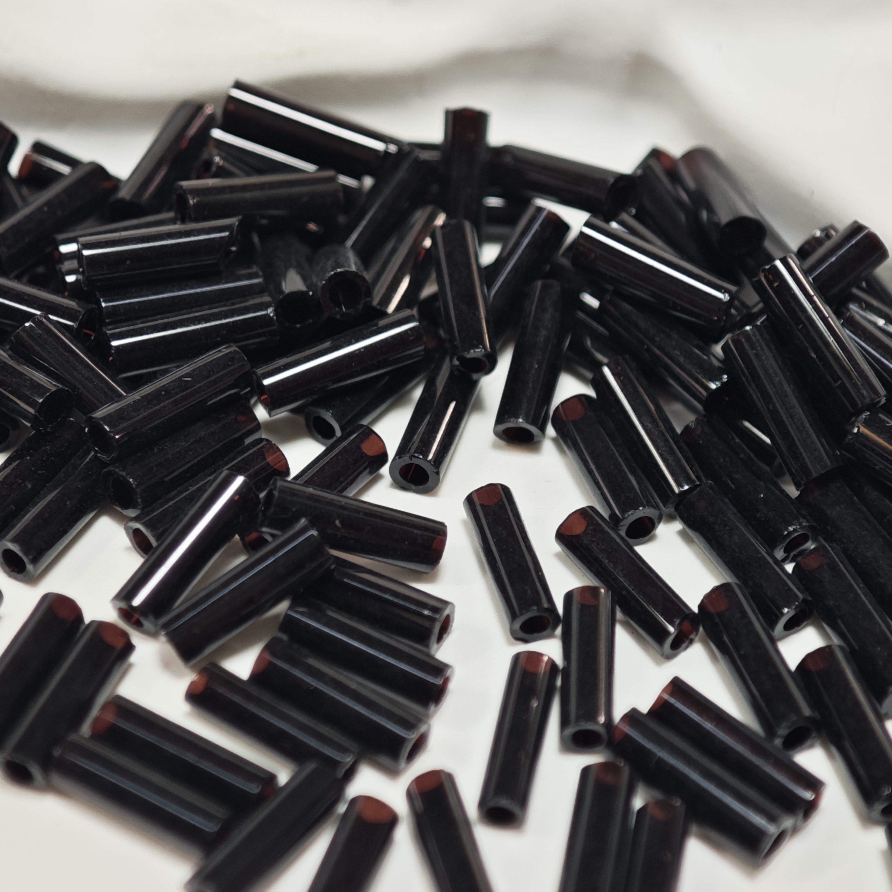 进口捷克玻璃管珠黑色系列DIY发簪法绣管珠 3分管2 x6毫米