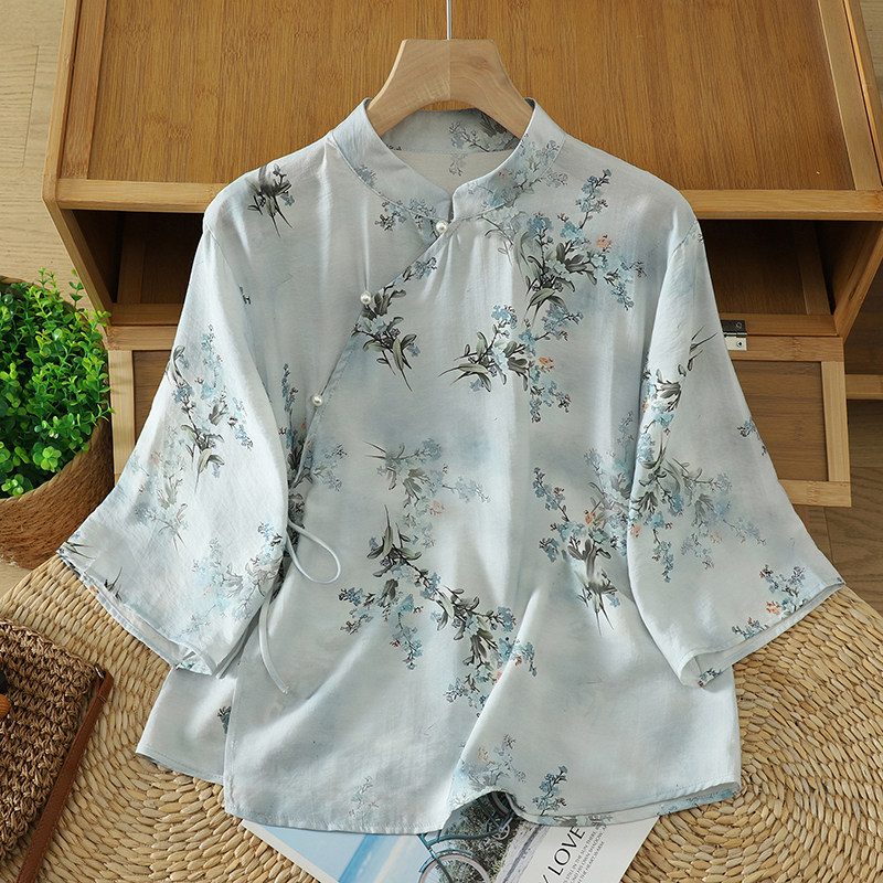 唐装女装中国风茶艺师服装新中式改良旗袍上衣民国风汉服套装夏季