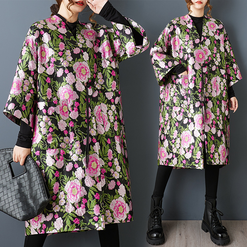 实拍春秋新款高端奢华立体绣花宽松外套时尚中式国风中长款风衣