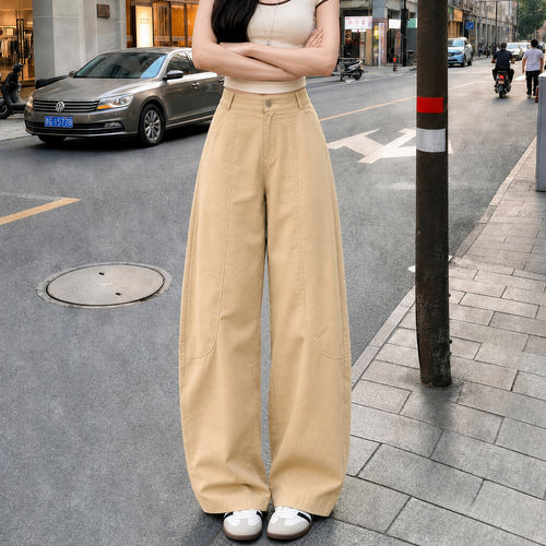 卡其色弯刀裤女裤子2026新款夏薄