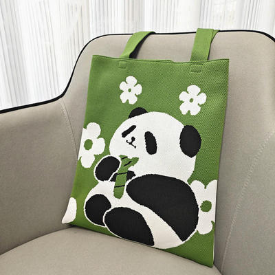 成都网红爷爷熊猫针织包手提袋单肩布包熊猫基地纪念品儿童礼物女