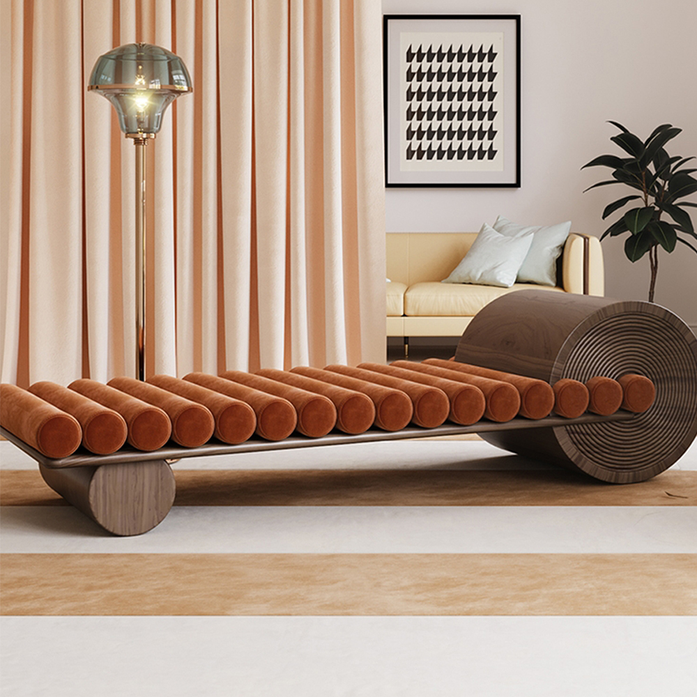 北欧现代客厅实木沙发简约休闲卧室床尾沙发酒店名宿休息创意沙发