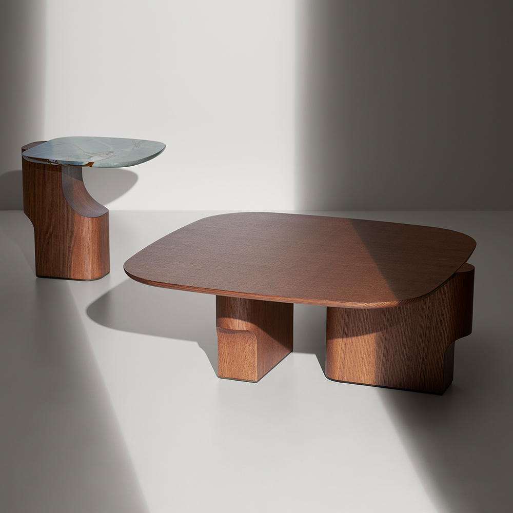 北欧简约实木大理石茶几组合现代客厅家用创意设计师椭圆形咖啡桌