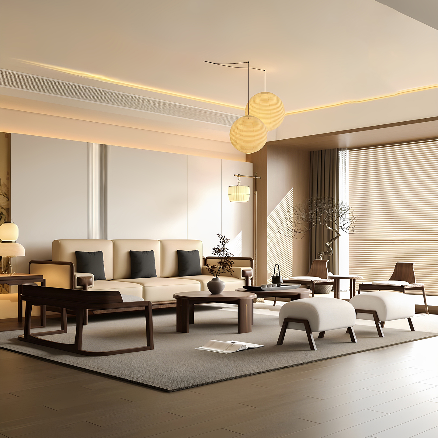 新中式宋式美学禅意实木沙发