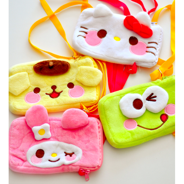 可爱美乐兔大眼仔挂脖手机袋触屏手机包卡通斜挎包布丁狗零钱包