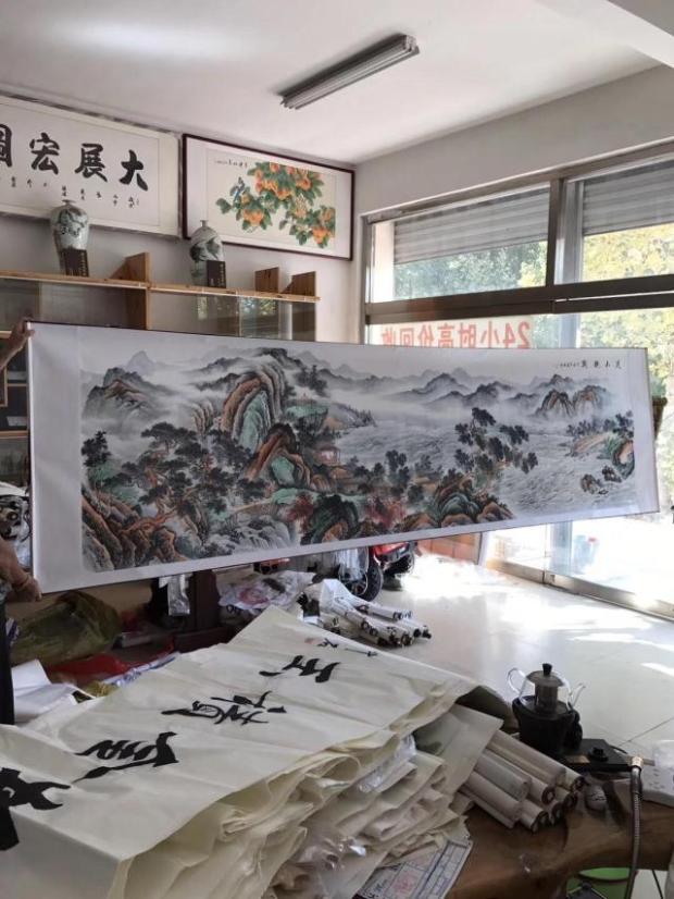 国画丈二山水画溪山观潮客厅挂画