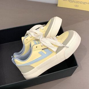 回力1927奶油黄2026春季帆布鞋女厚底面包鞋百搭休闲小白鞋复古