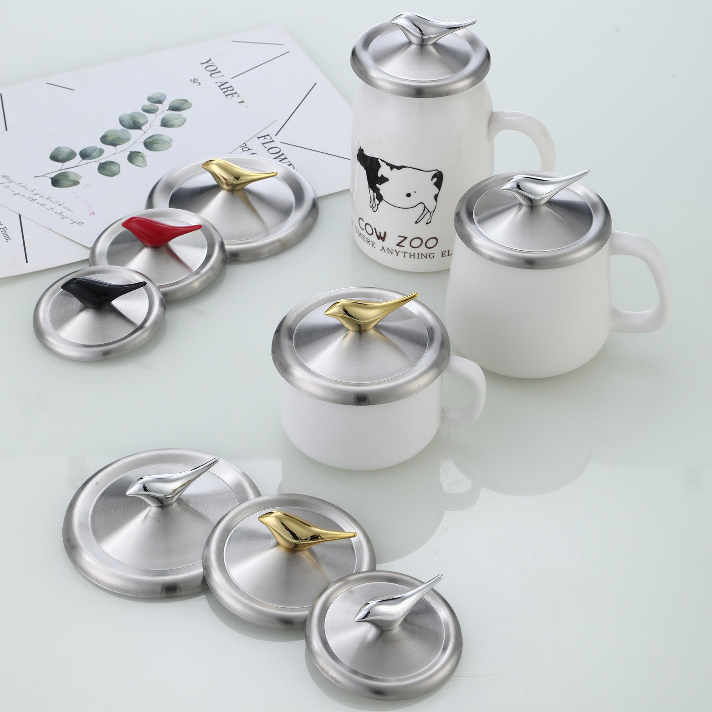 不锈钢杯盖碗盖创意小鸟提手马克杯盖子喝水杯防尘盖陶瓷杯茶杯盖,餐饮具,马克杯盖,淘宝优惠券,粉丝福利购,淘宝优惠卷