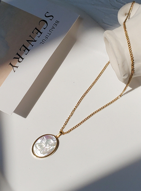 丘比特白母贝项链女高级感轻奢