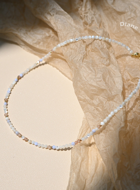 天然贝壳混彩珠小众设计锁骨链女