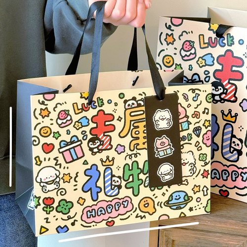 自制卡通涂鸦牛皮纸袋手提袋子