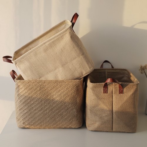 麻布加厚收纳盒双层衣物整理