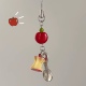 手作苹果核挂件手机链串珠可爱少女心包包装 饰链钥匙扣耳机挂饰