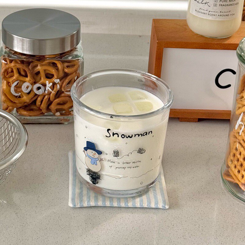 雪人snowman玻璃杯子碗餐具套装圣诞节氛围咖啡杯可爱卡通餐具