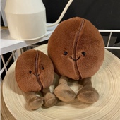 创意微笑咖啡豆公仔玩偶毛绒玩具迷你可爱豆子咖啡店装 饰解压礼物