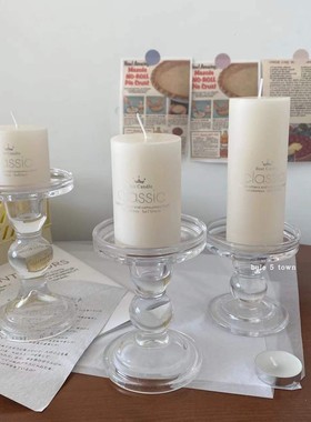 ins法式罗马柱玻璃烛台桌面