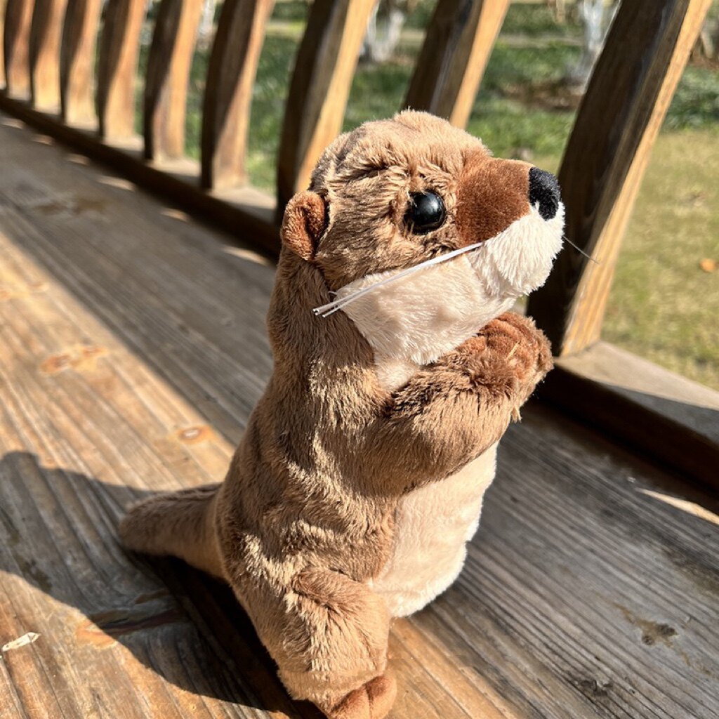 祈福小水獭公仔毛绒玩具仿真动物摆件玩偶闭眼水獭送人许愿礼物